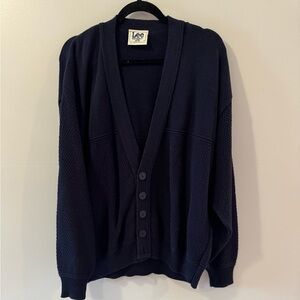 Lee Sports Men's Dark Navy Button-Front Knit Cardigan XL